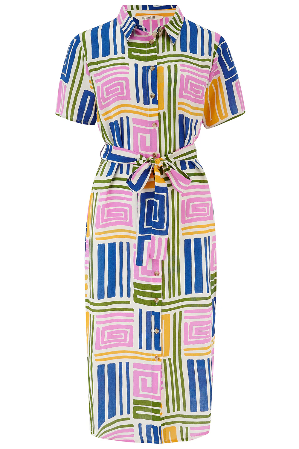 Dorothy Midi Shirt Dress - Multi, Painted Maze - Image 7