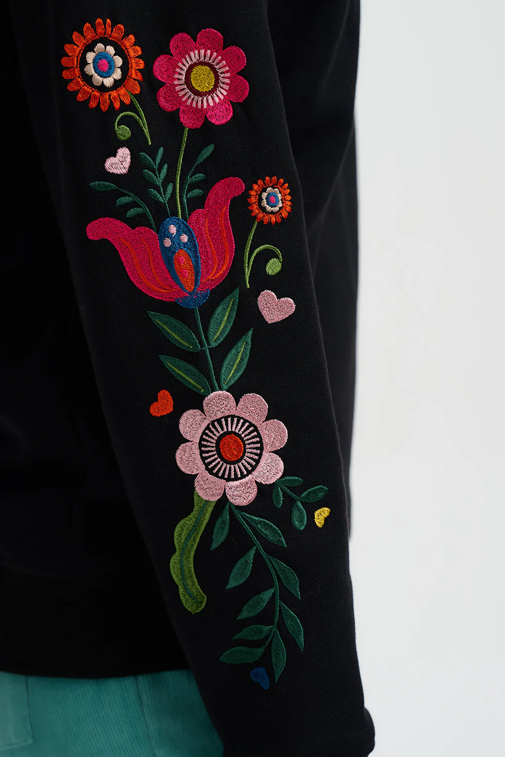 Eadie Relaxed Sweatshirt - Black, Folk Floral - Image 3