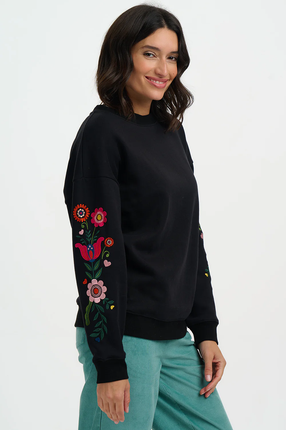 Eadie Relaxed Sweatshirt - Black, Folk Floral - Image 4