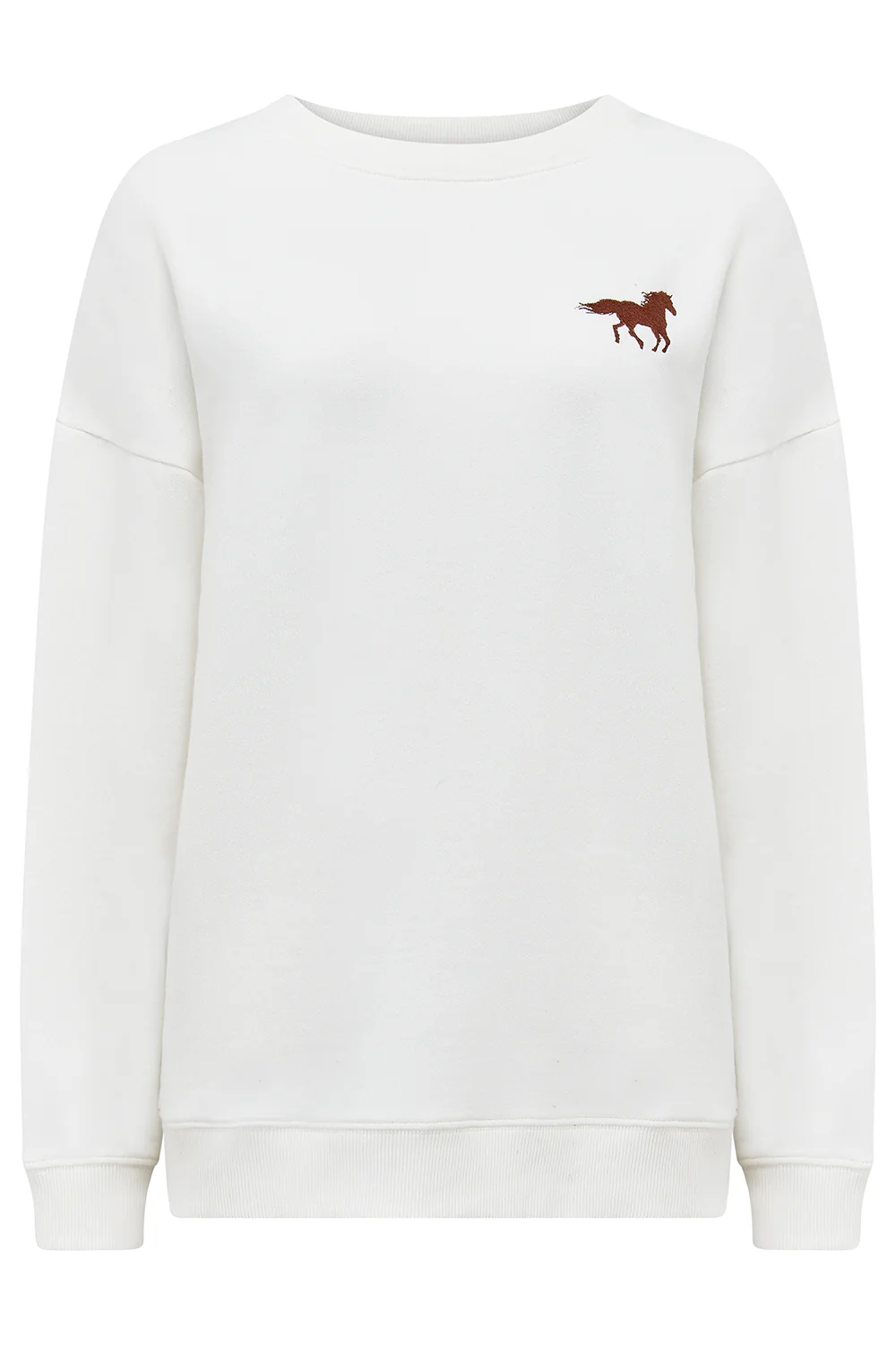 Eadie Relaxed Sweatshirt - Off White, Horse Print & Embro - Image 6