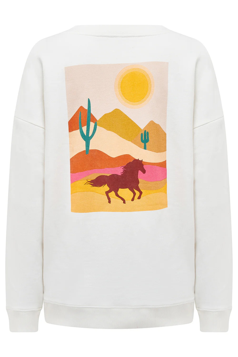 Eadie Relaxed Sweatshirt - Off White, Horse Print & Embro - Image 7