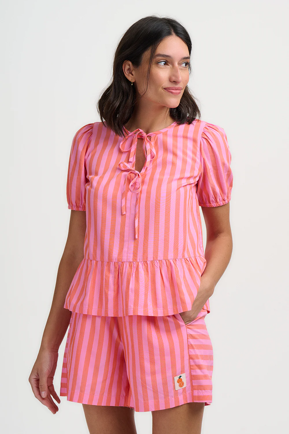 Eliza Shorts - Pink, Tropical Crush Stripe - Image 3