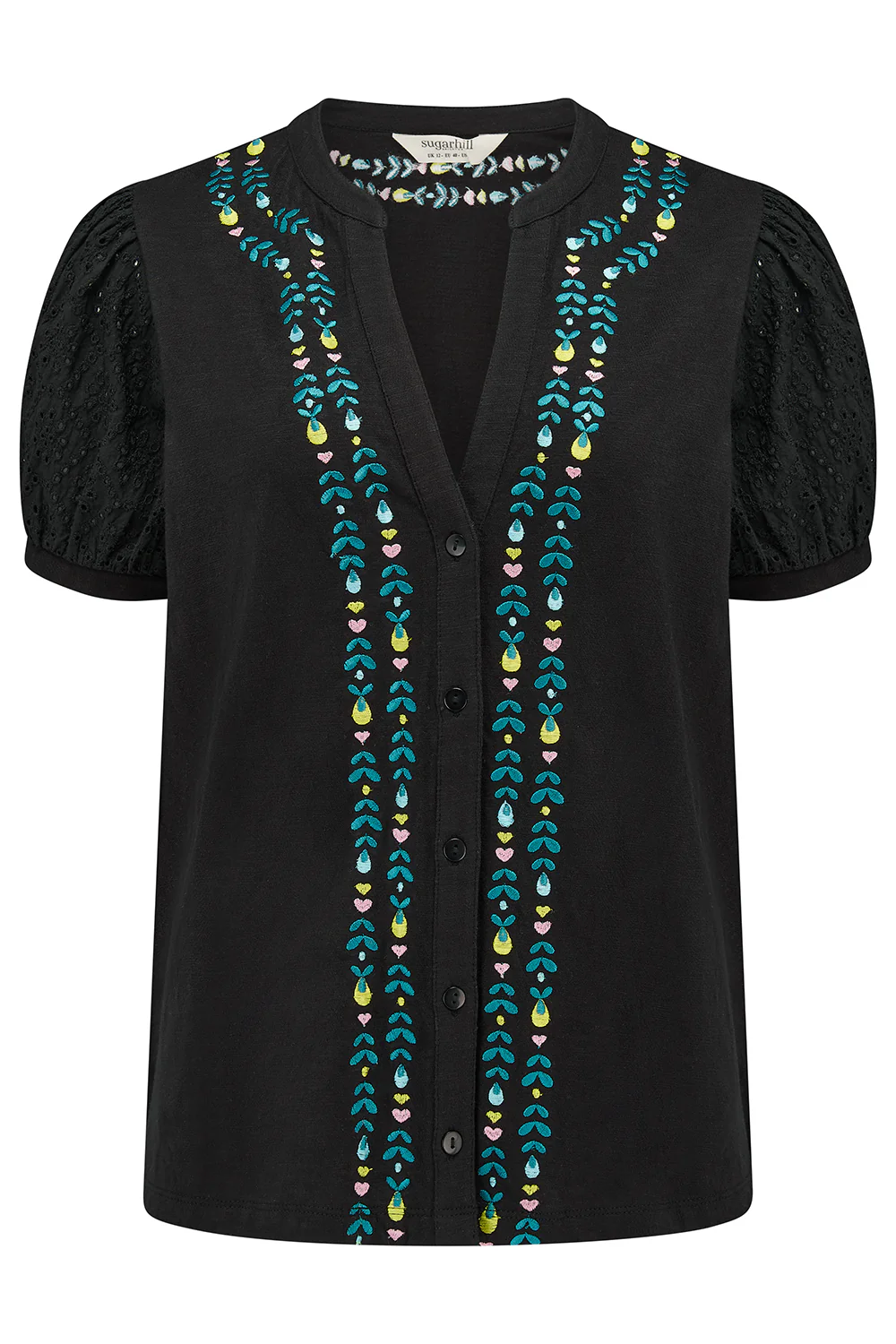 Elsie Jersey Top - Black, Folklore Embroidery - Image 5