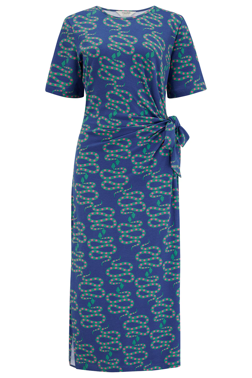 Emersyn Jersey Midi Dress - Bright Navy, Star Snakes - Image 6