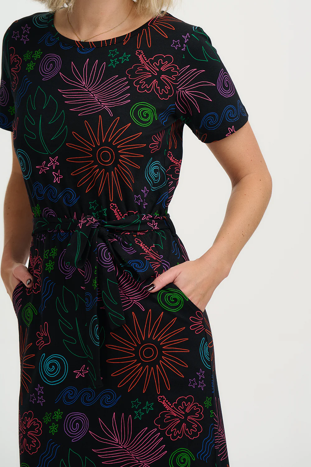 Flissy Jersey Midi Dress - Black, Island Fiesta - Image 2