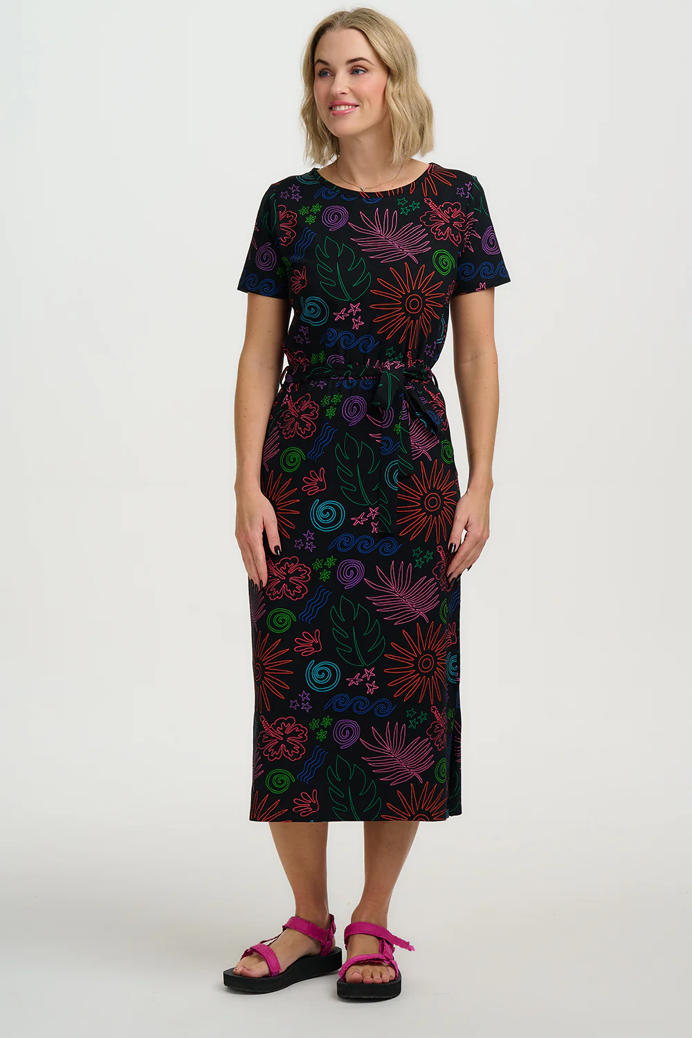 Flissy Jersey Midi Dress - Black, Island Fiesta - Image 4