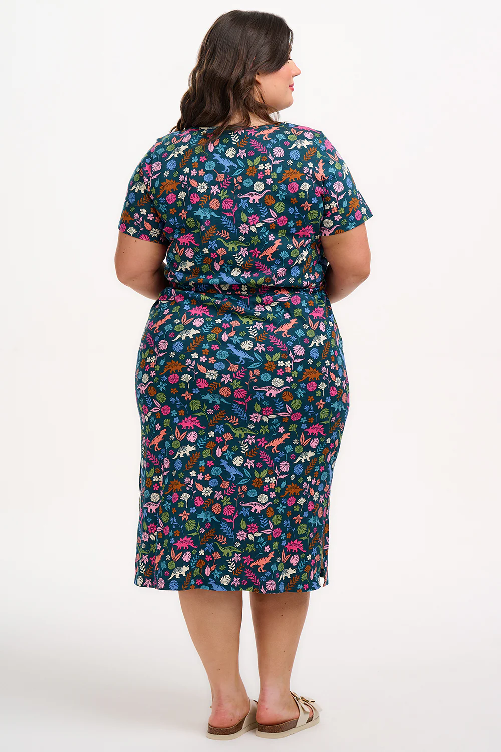 Flissy Jersey Midi Dress - Teal/Multi, Hidden Dinosaur - Image 5