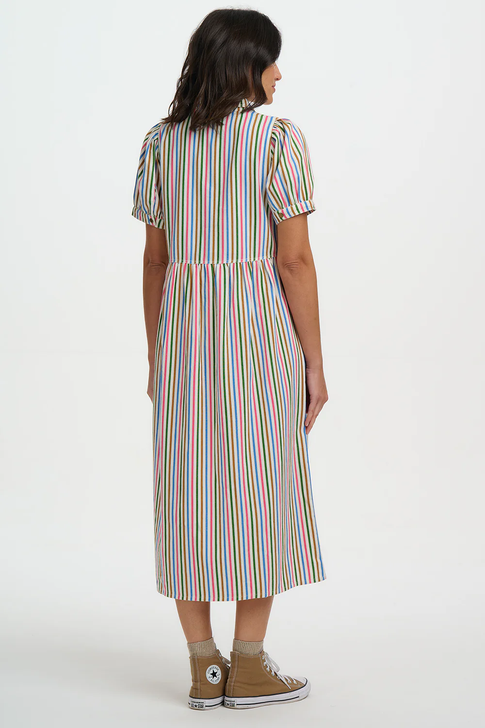 Gillian Midi Smock Dress - Multi, Colourful Canvas Stripe - Image 5