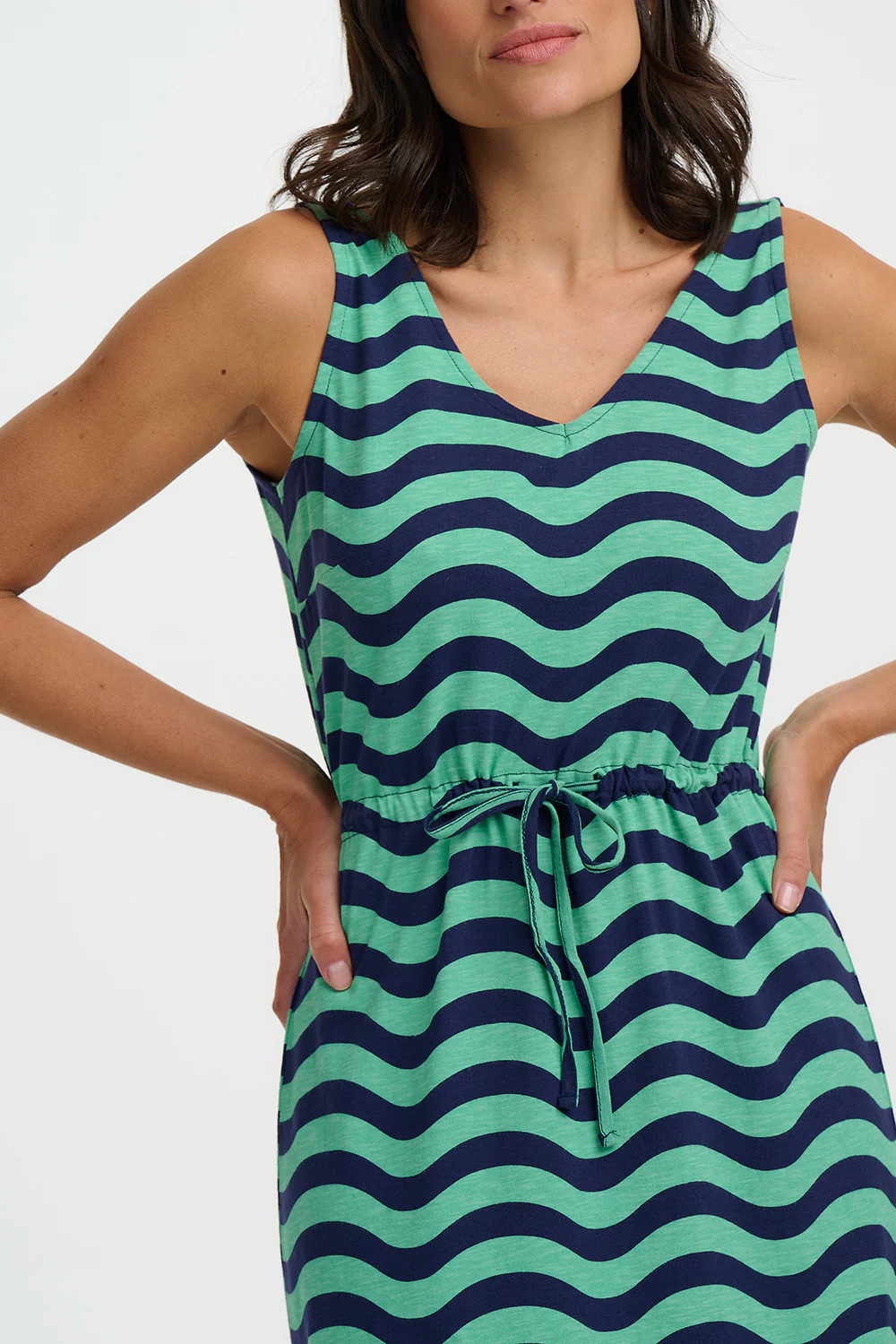 Gilly Jersey Midi Dress - Green, Lagoon Wave - Image 3