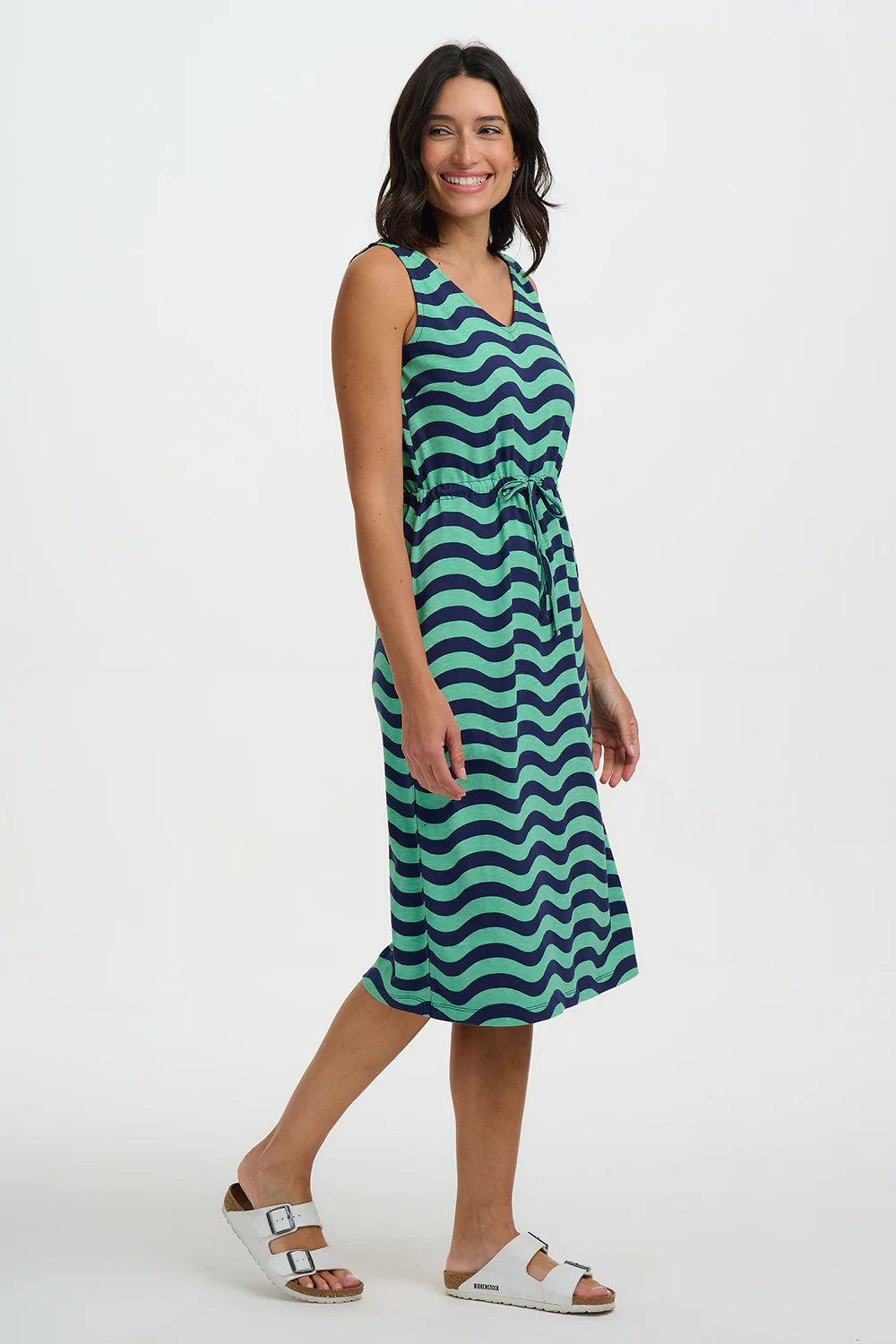 Gilly Jersey Midi Dress - Green, Lagoon Wave - Image 4