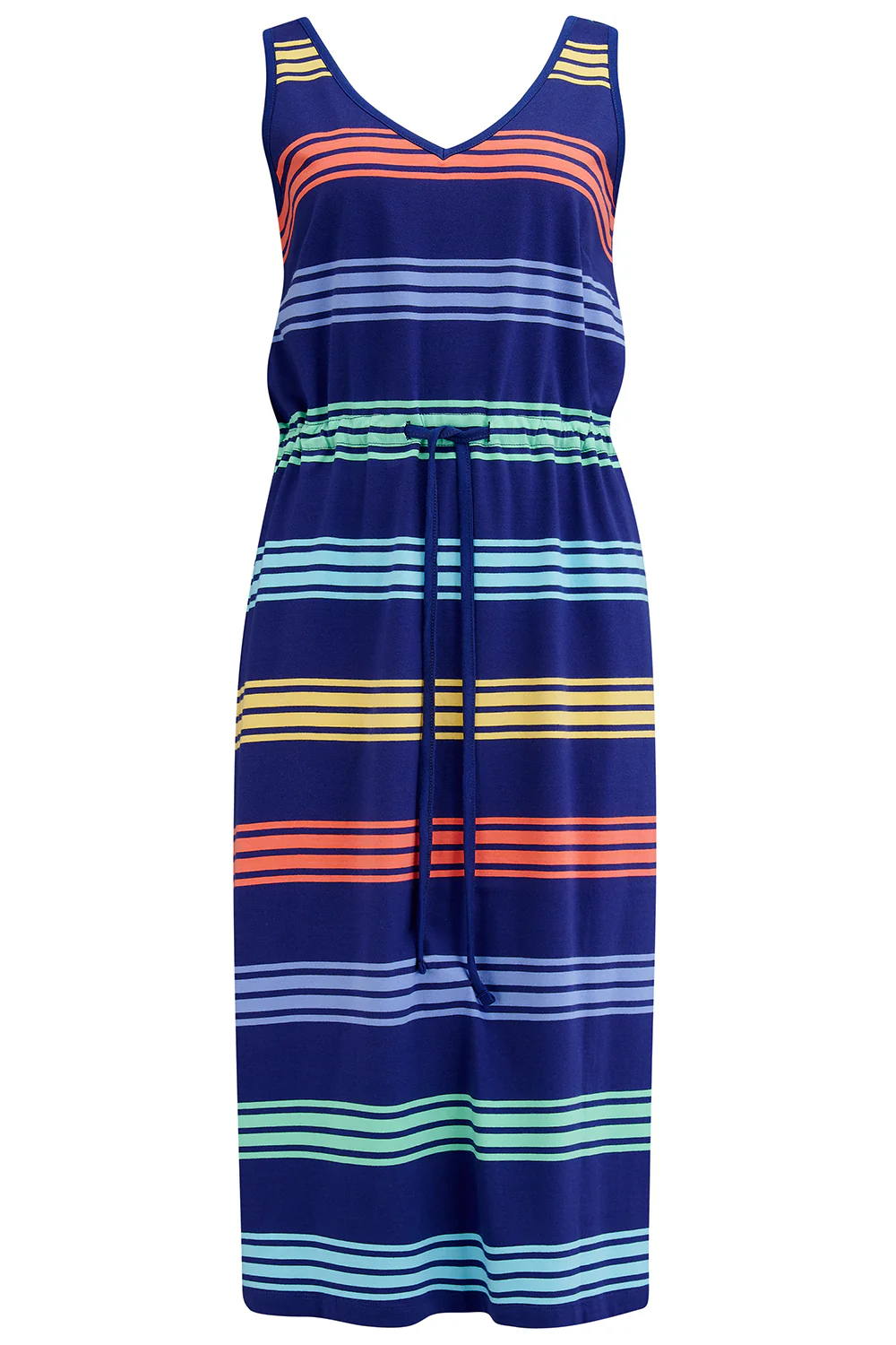 Gilly Jersey Midi Dress - Navy, Malibu Stripe - Image 4