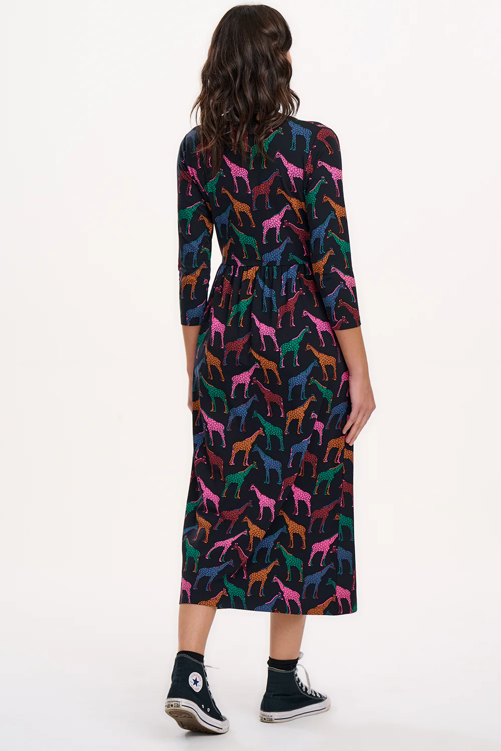 Hadley Midi Jersey Dress - Black, Giraffe Spots - Image 4