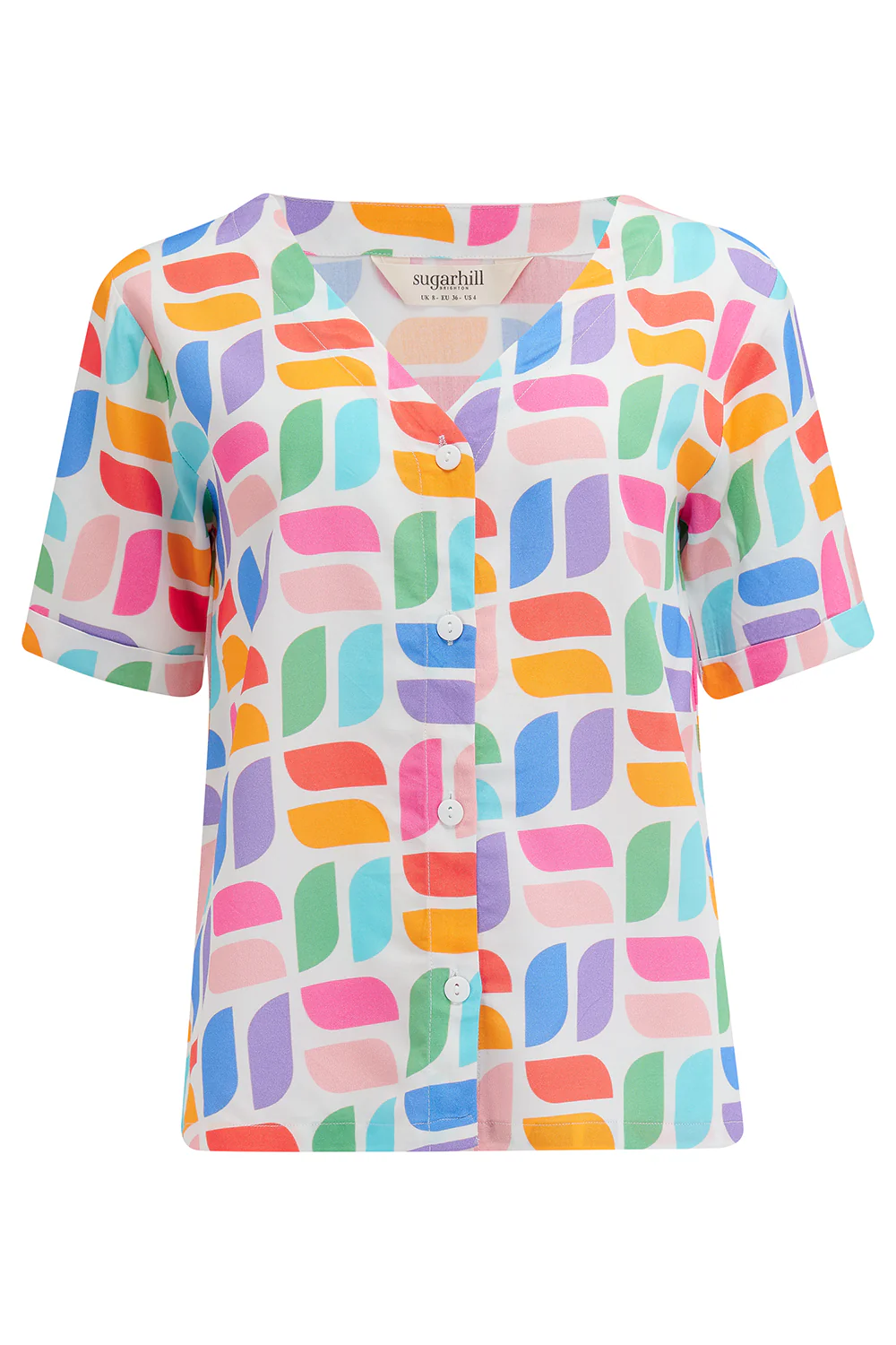 Hatty Shirt - Off-White, Curved Geometric - Image 6