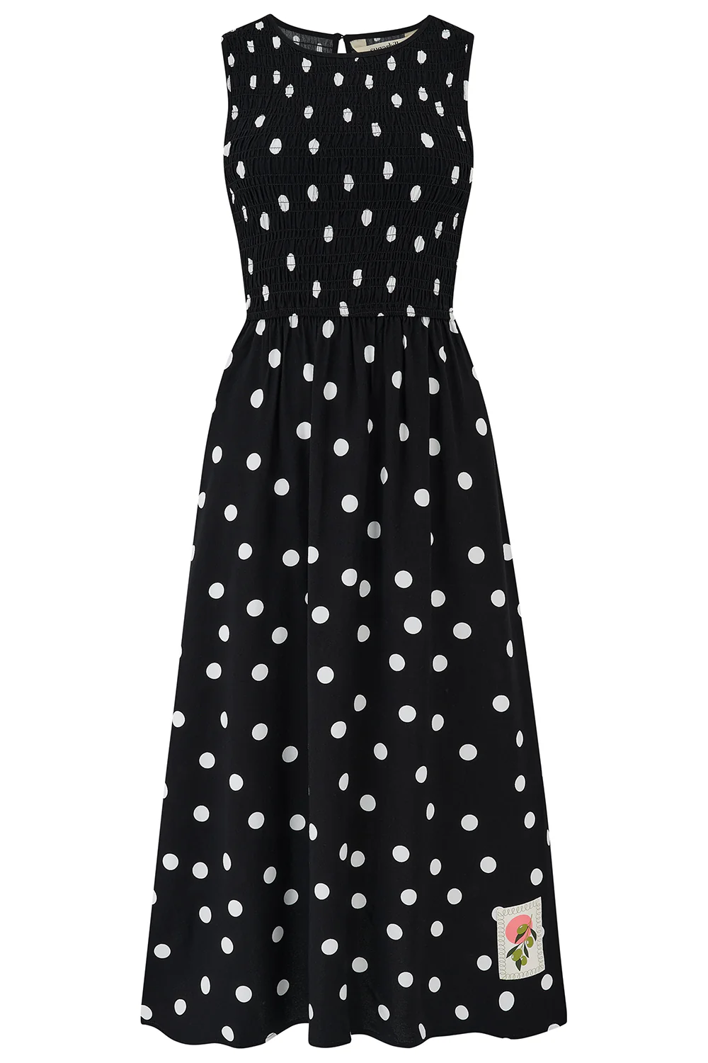 Janice Shirred Midi Dress - Monochrome, Polka Dot - Image 6