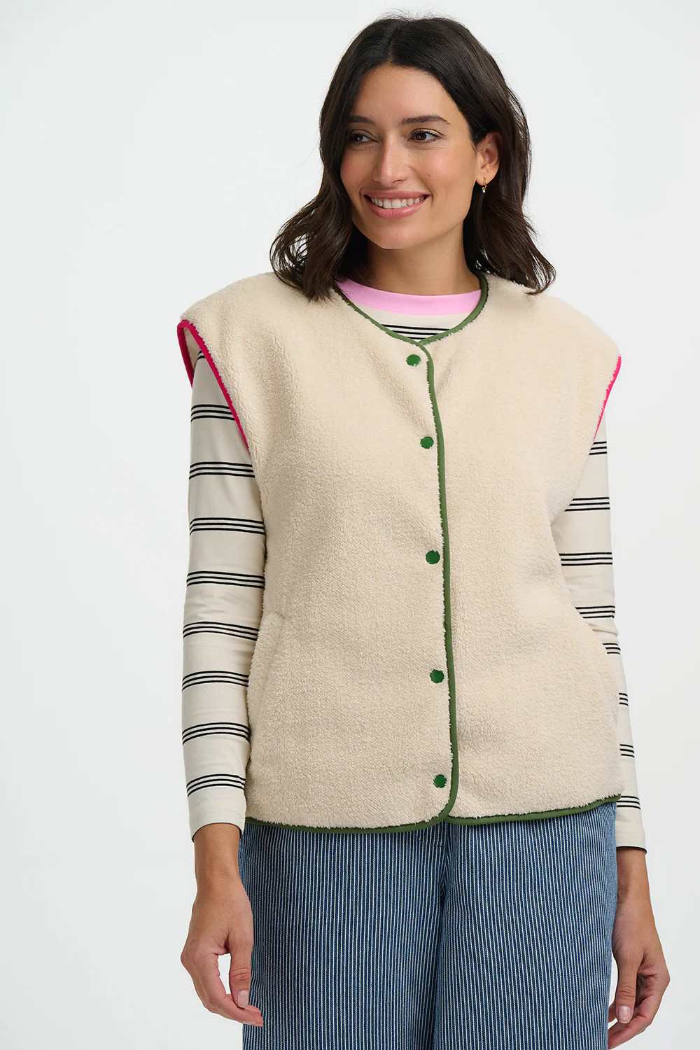 Josie Jersey Top - Off White/Black - Image 5
