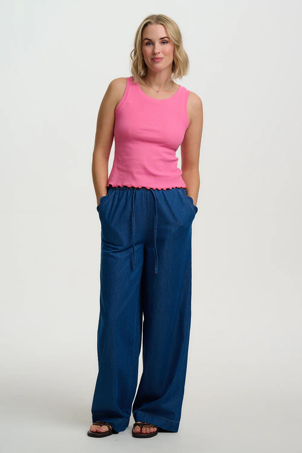 Kara Ribbed Vest Top - Pink - Image 4