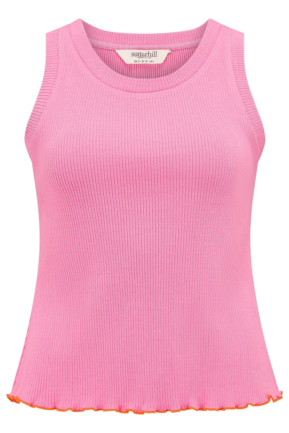Kara Ribbed Vest Top - Pink - Image 6