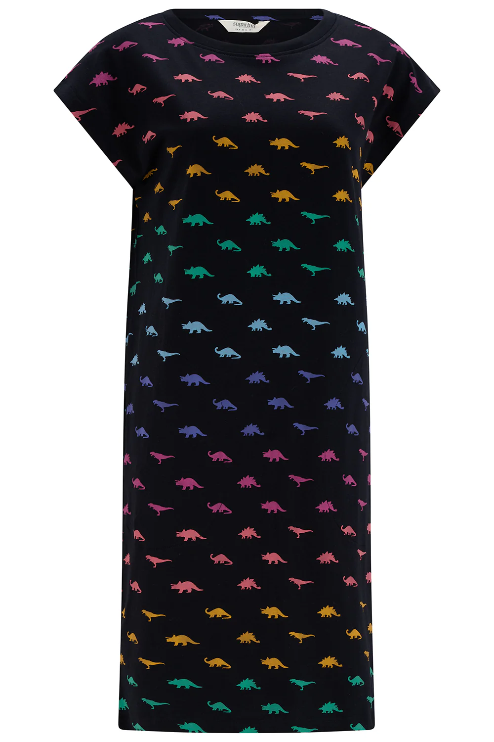 Katelyn Jersey T-Shirt Dress - Black, Jurassic Jive Rainbow - Image 5
