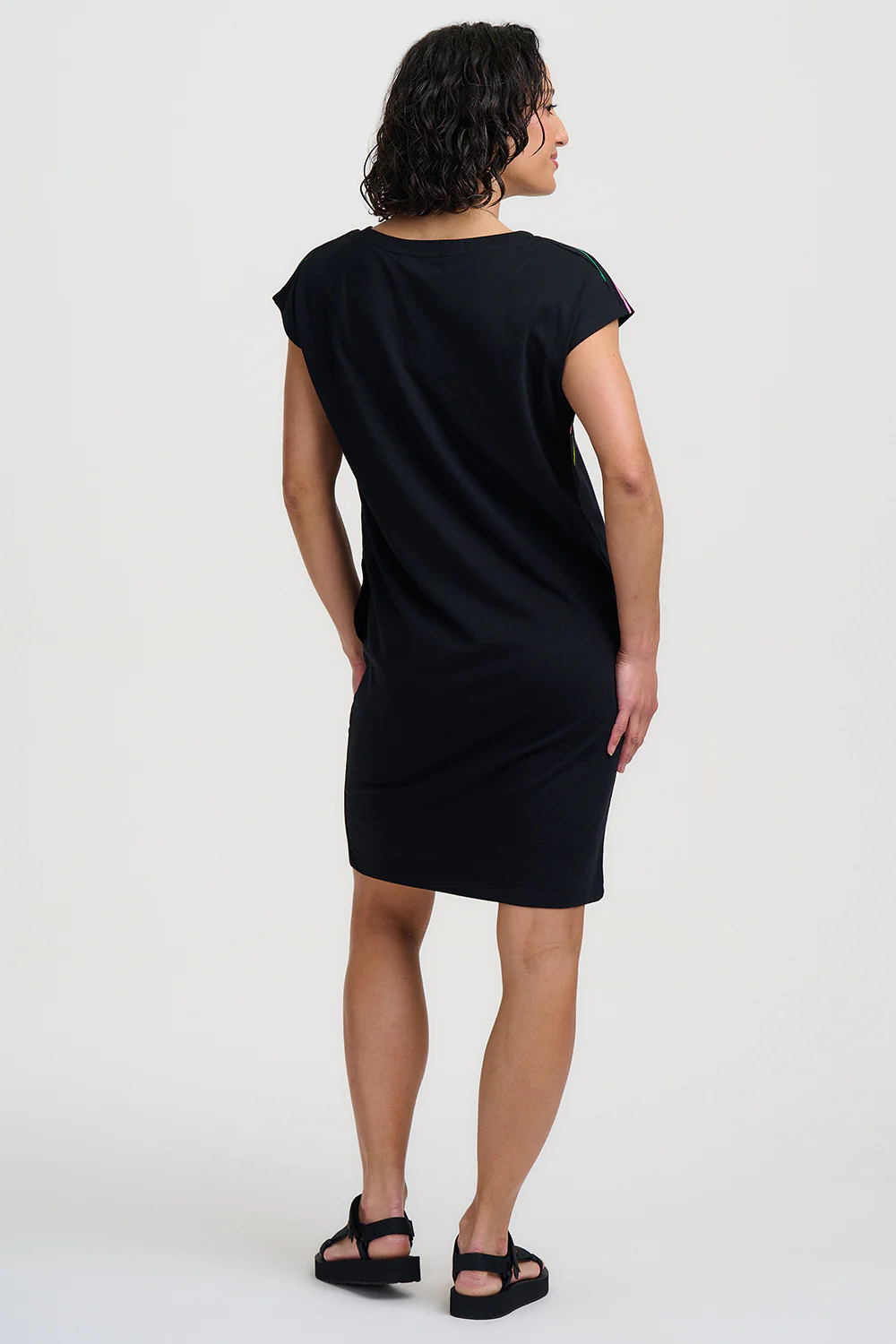 Katelyn Jersey Tunic Dress - Black, Lazer Rainbow - Image 5