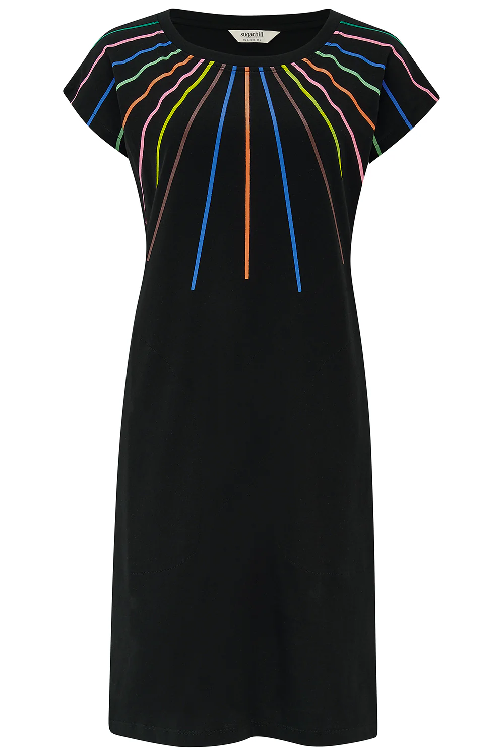 Katelyn Jersey Tunic Dress - Black, Lazer Rainbow - Image 6