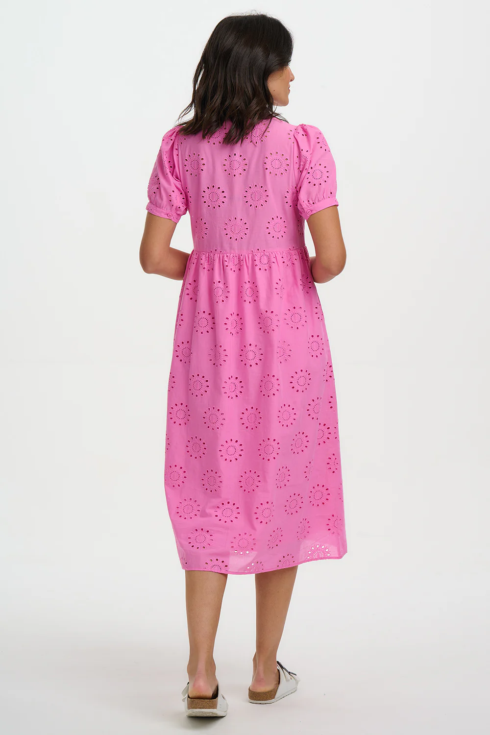 Kim Broderie Anglaise Midi Smock Dress - Pink - Image 4