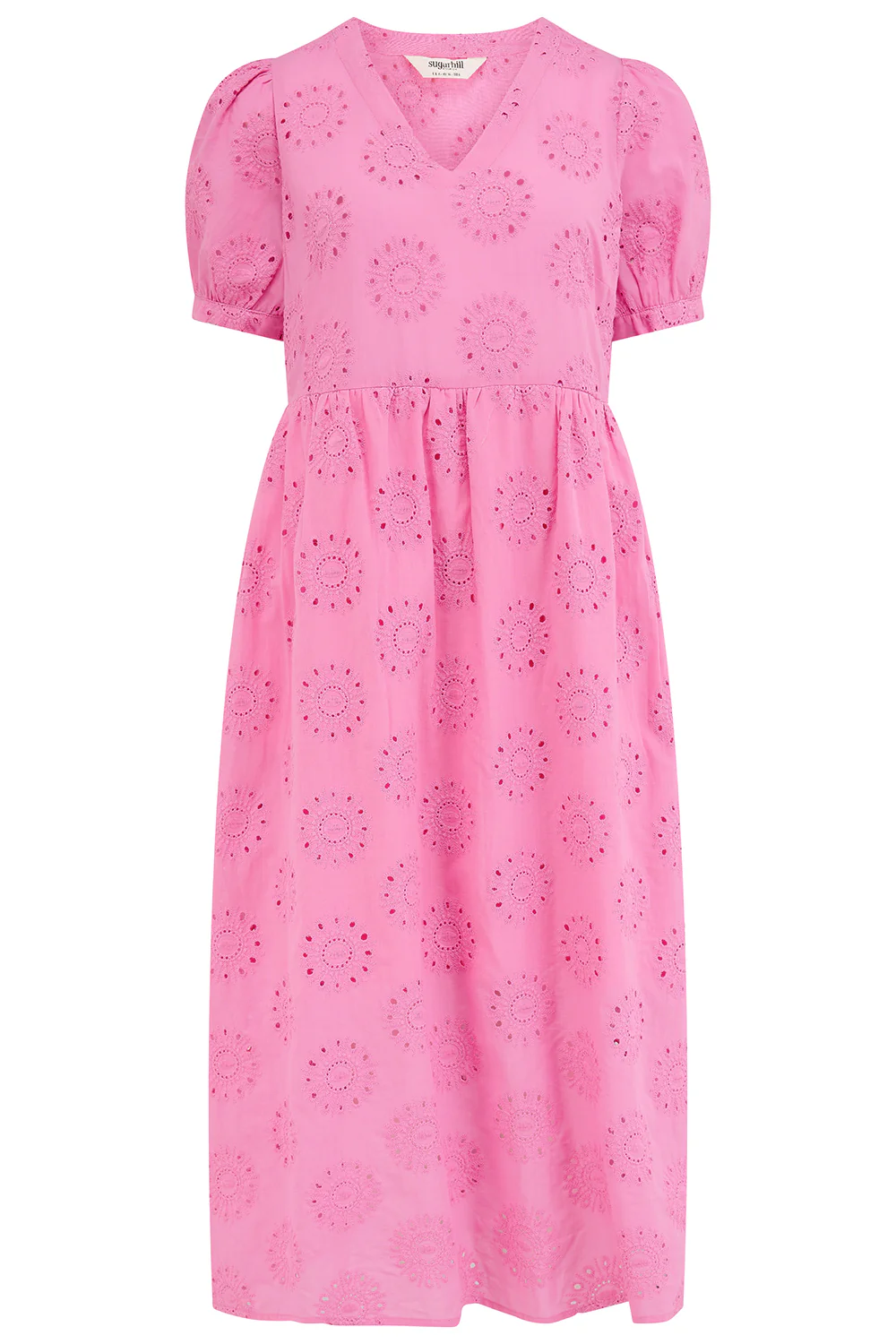 Kim Broderie Anglaise Midi Smock Dress - Pink - Image 5
