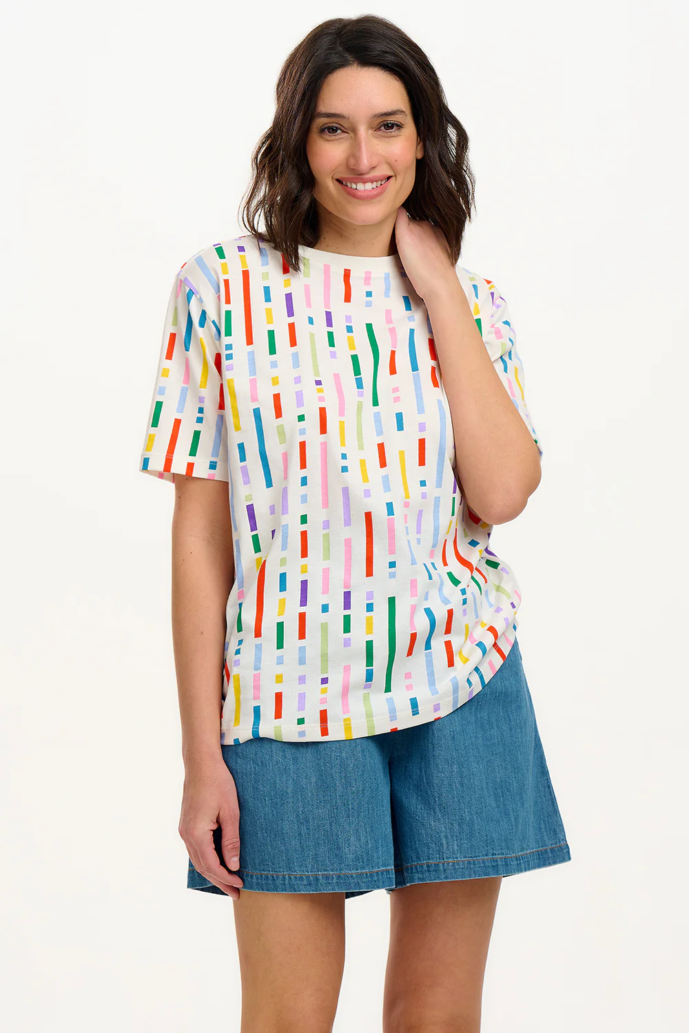 Kinsley Relaxed T-Shirt - Off White, Broken Lines - Image 3