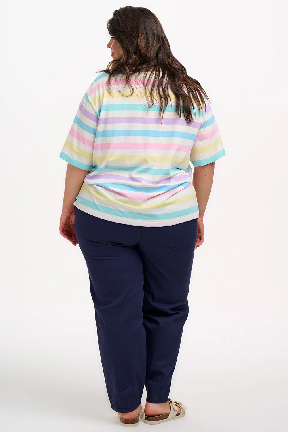 Kinsley Relaxed T-Shirt - Off White/Multi, Punchy Pastel Stripe - Image 7