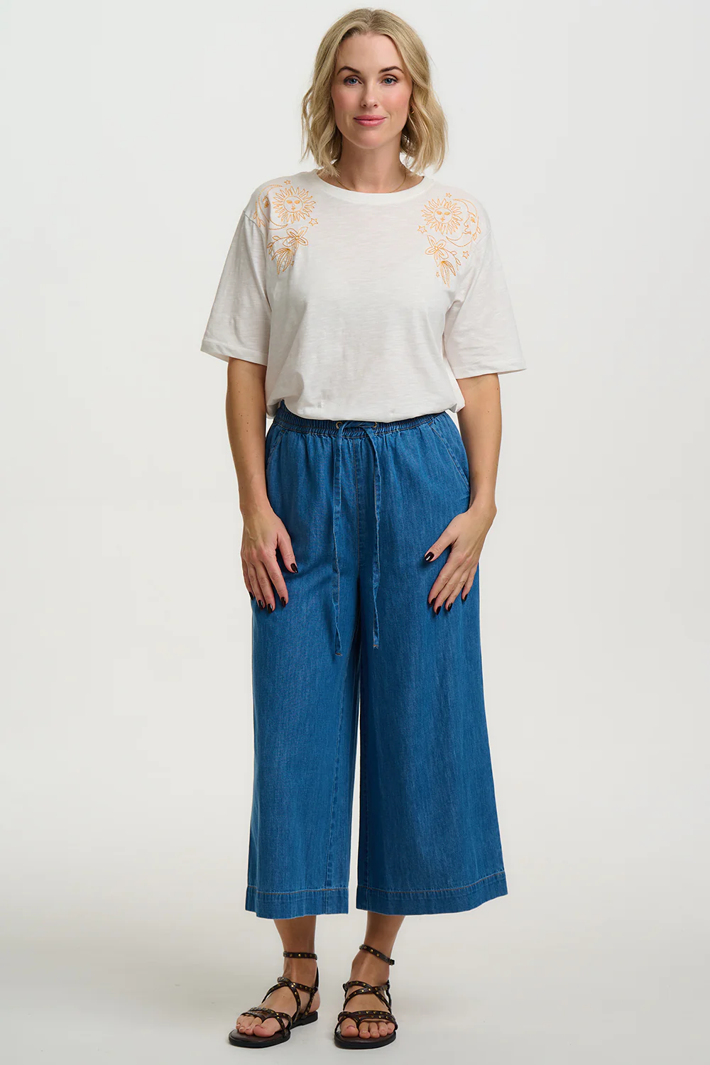 Kinsley Relaxed T-Shirt - Off White, Solstice Embroidery - Image 6