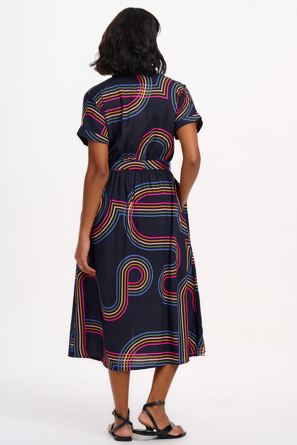 Leigh Midi Shirt Dress - Black, Retro Racer - Image 5
