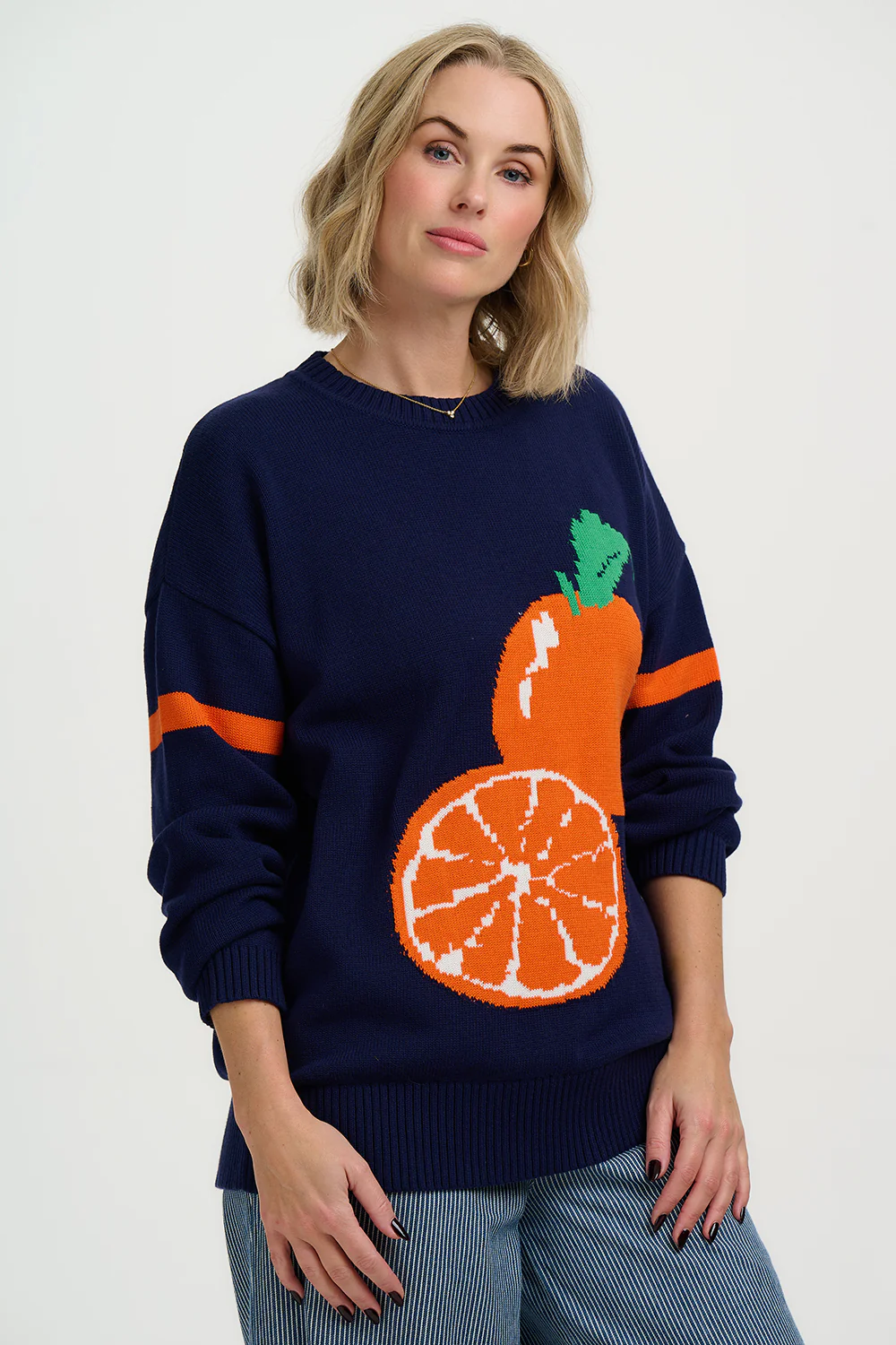 Leona Jumper - Navy, Orange Squeeze - Image 3