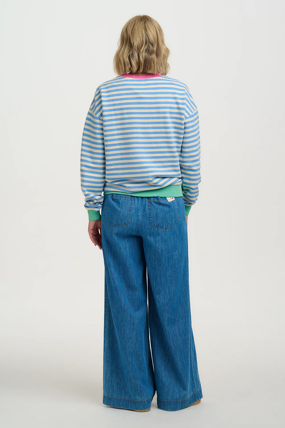 Lucia Sweatshirt - Off White/Blue/Pink, Stripes - Image 4