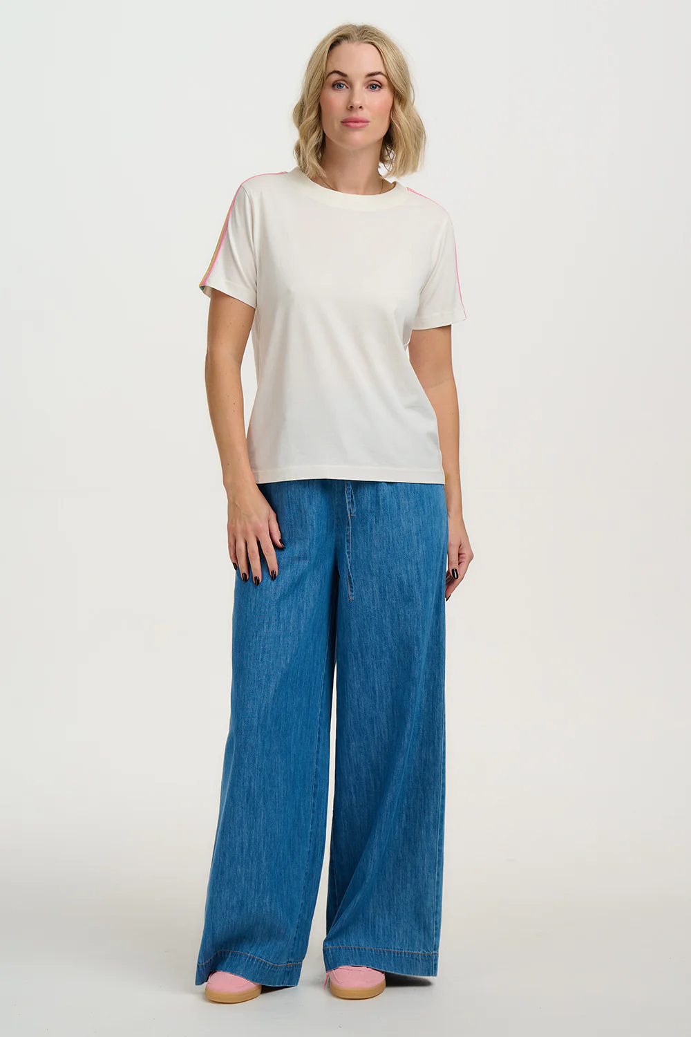 Macy T-Shirt - Off White, Acid Rainbow Taping - Image 3