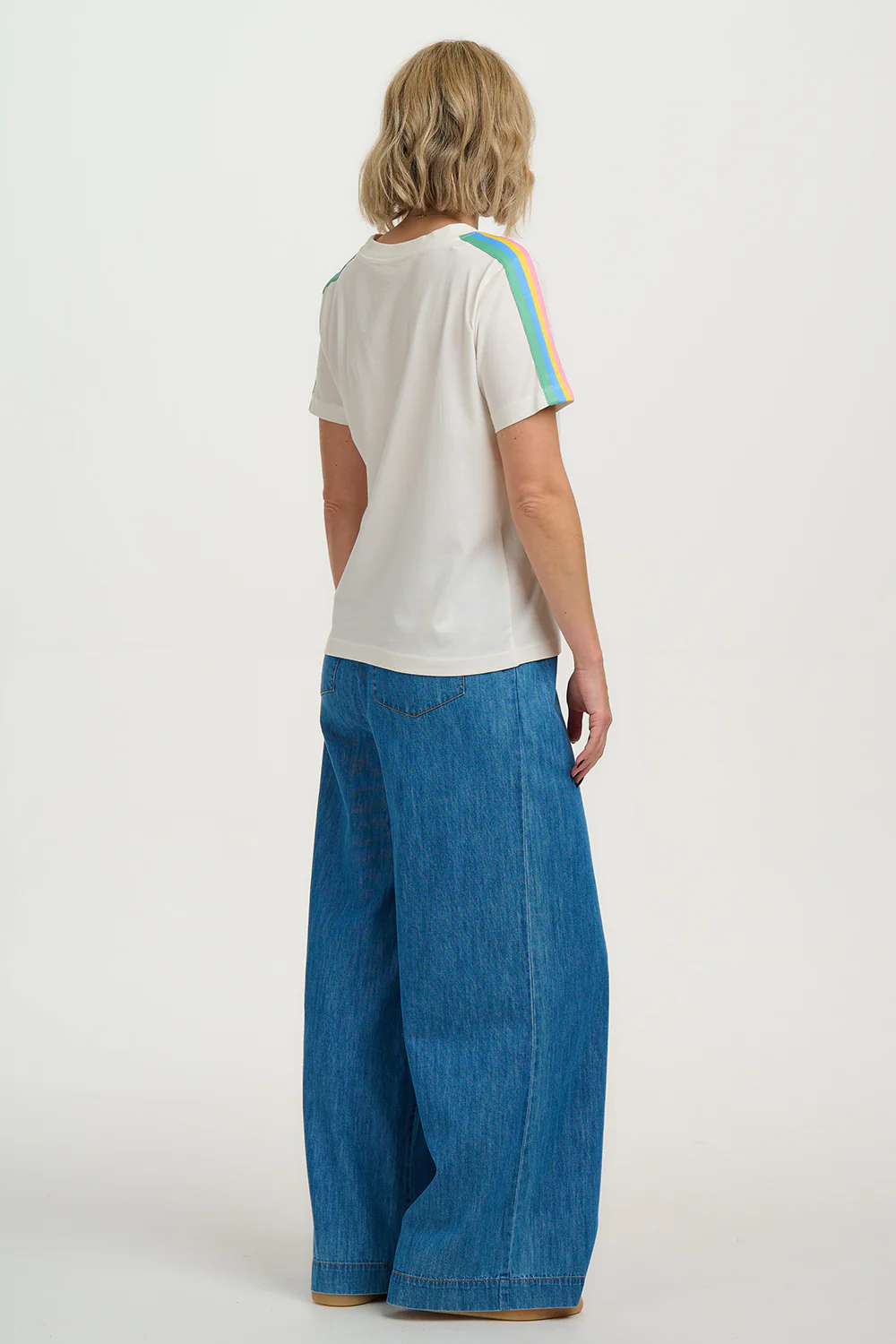 Macy T-Shirt - Off White, Acid Rainbow Taping - Image 4