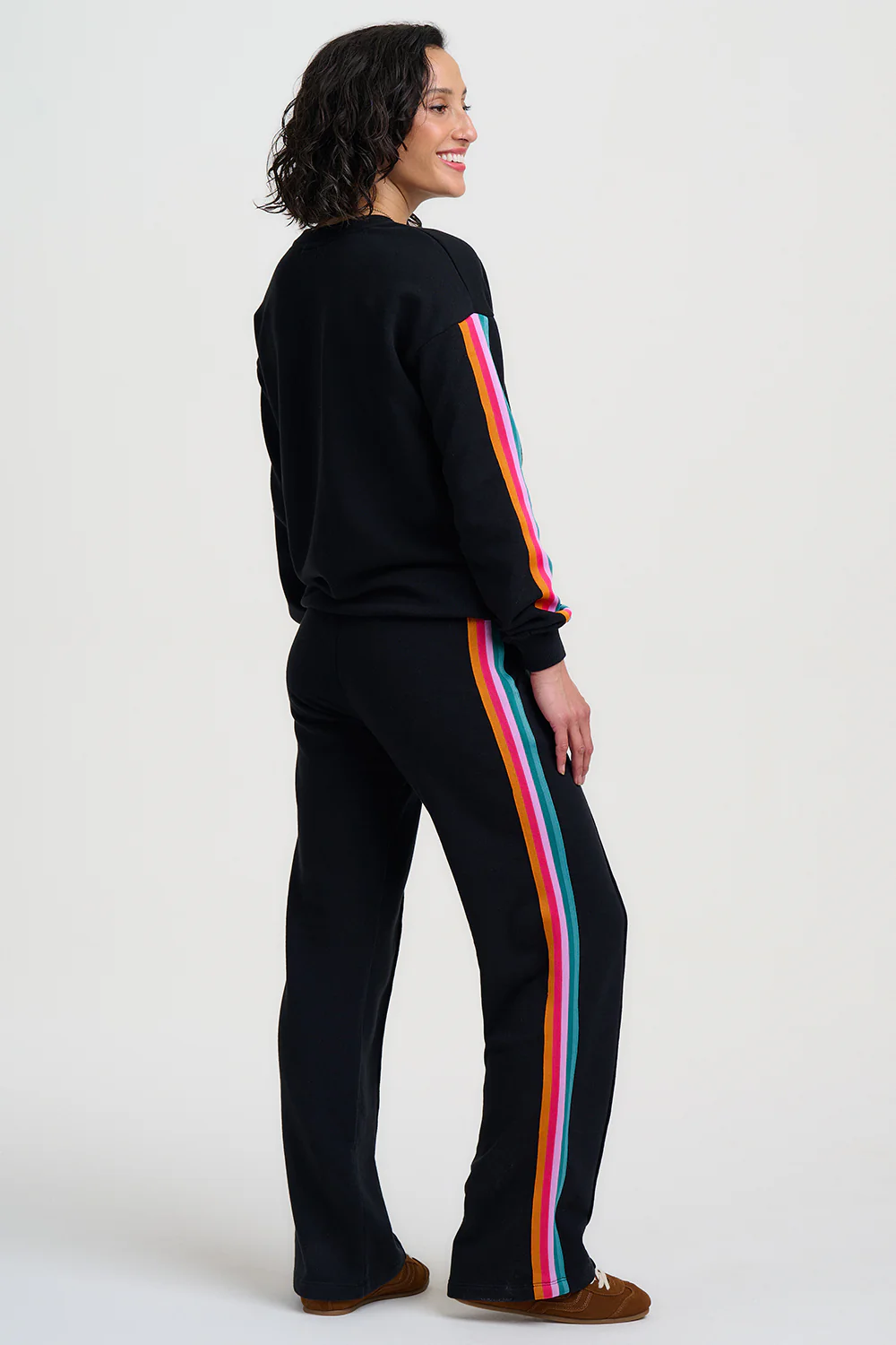 Magda Sweatshirt - Black, Rainbow Trim - Image 4