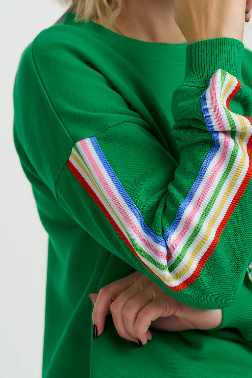Magda Sweatshirt - Green, Rainbow Stripe - Image 2
