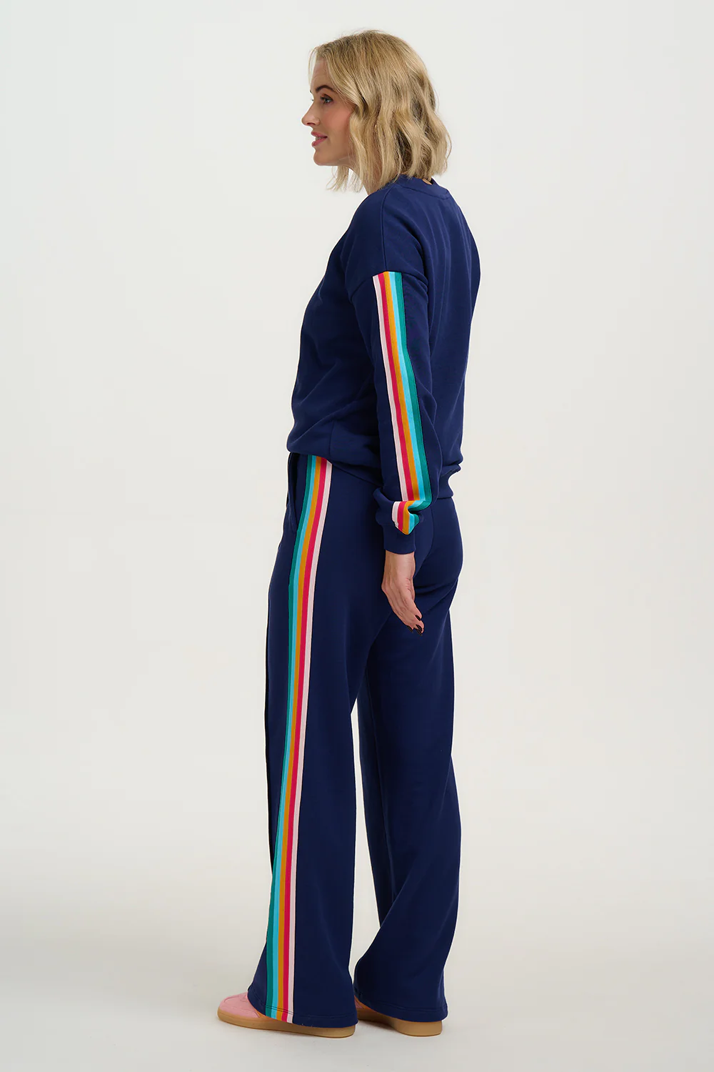 Magda Sweatshirt - Navy Rainbow Trim - Image 3