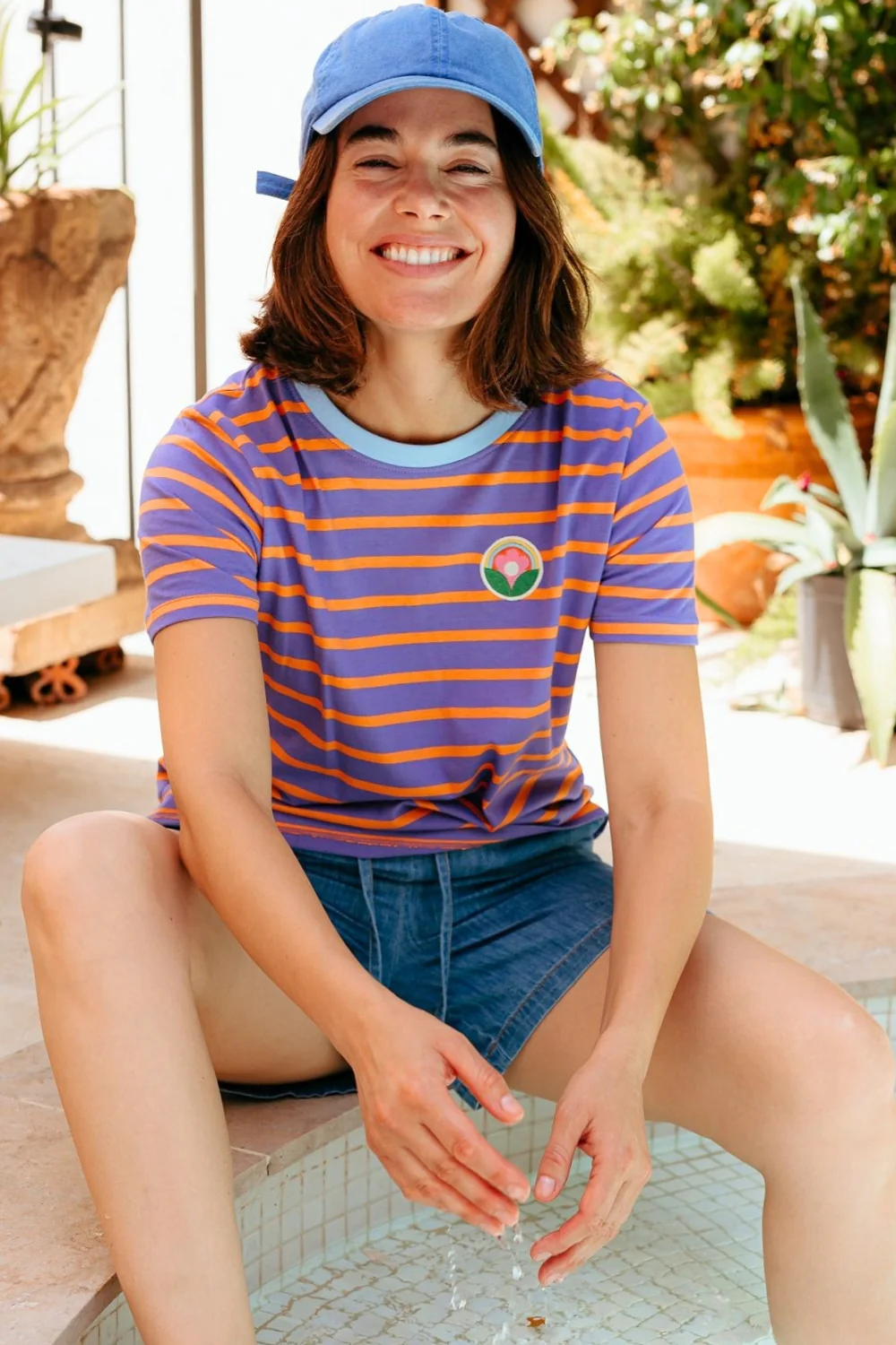 Maggie T-Shirt - Mauve/Orange, Daisy Badge