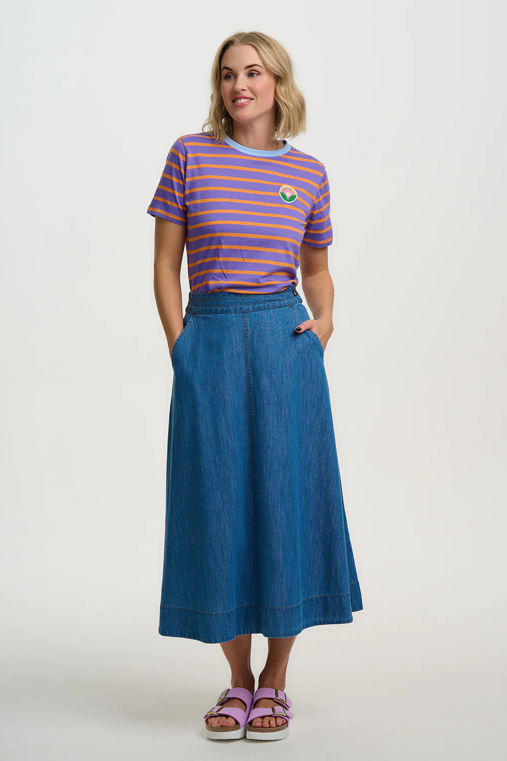 Maggie T-Shirt - Mauve/Orange, Daisy Badge - Image 4