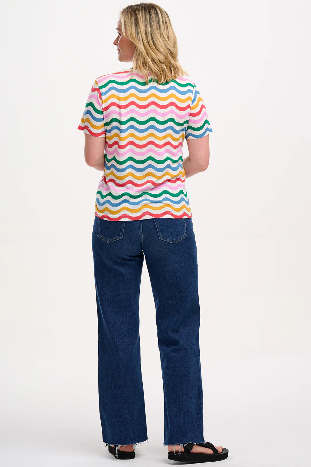 Maggie T-Shirt - Multi, Wavy Rainbow Stripes - Image 4