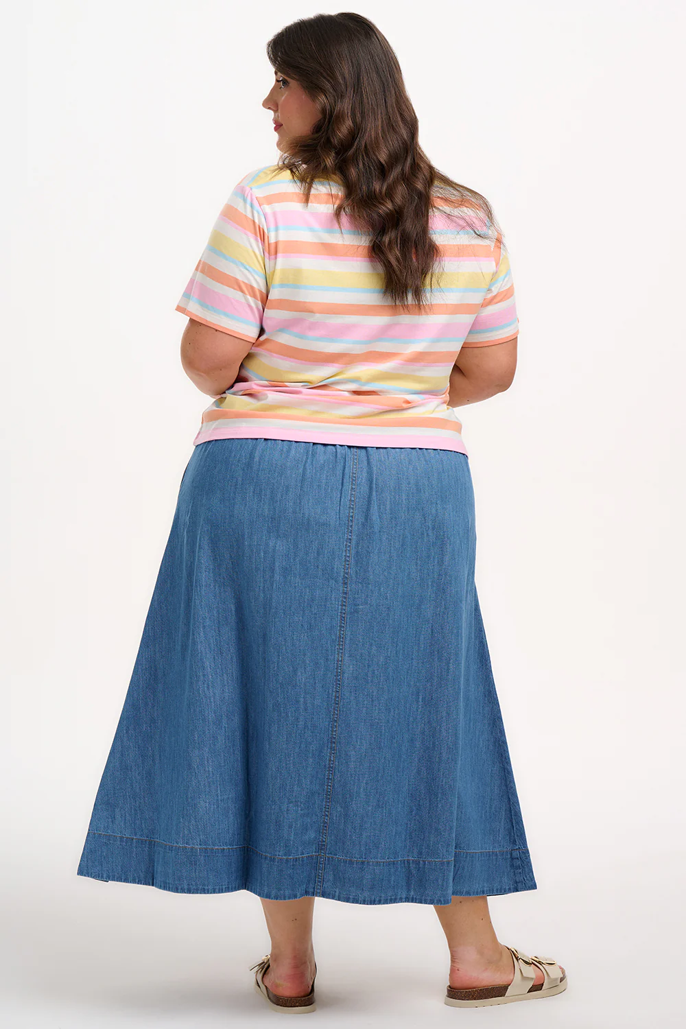 Maggie T-Shirt - Multicolour, Soft Retro Stripes, Cherry - Image 4