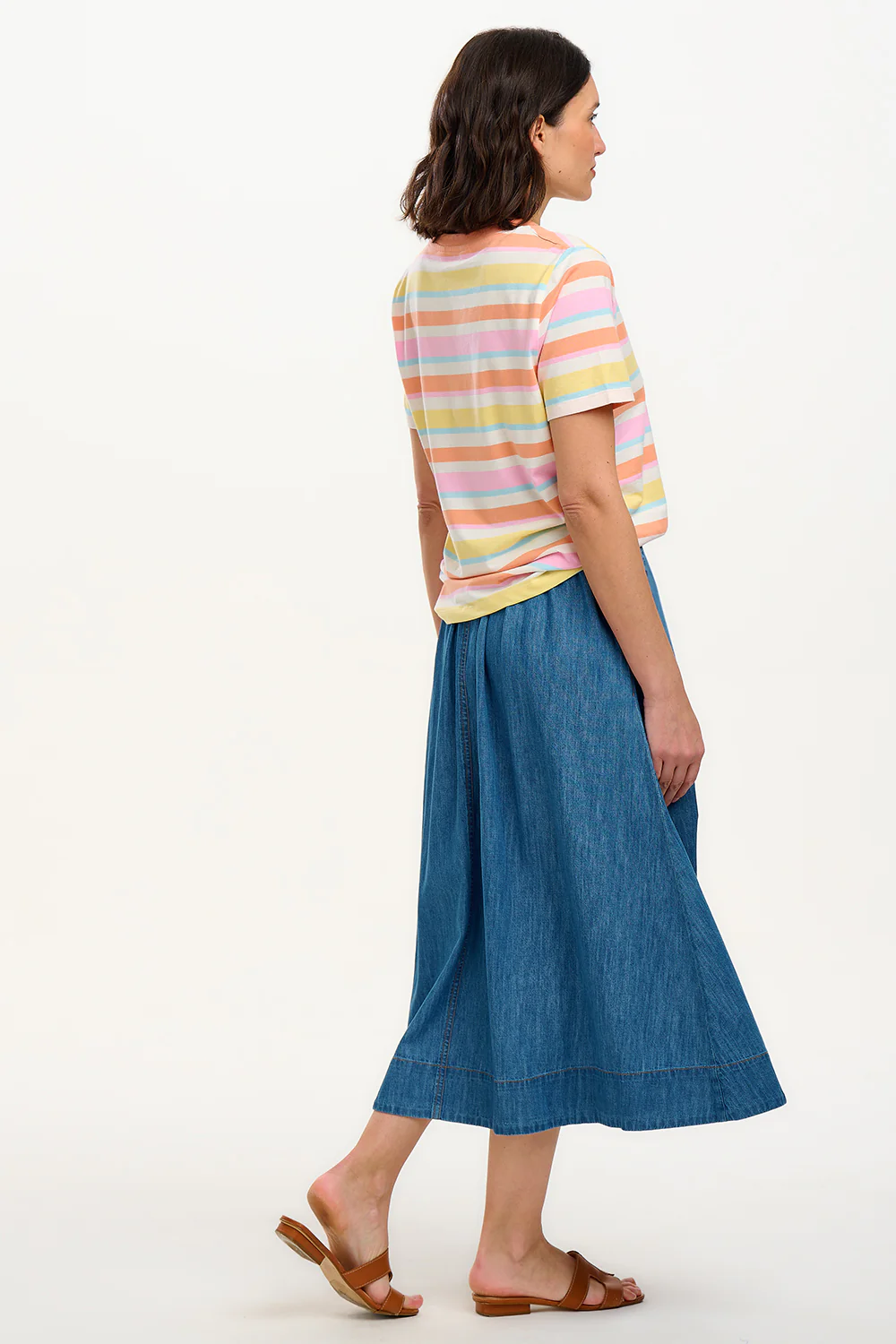 Maggie T-Shirt - Multicolour, Soft Retro Stripes, Cherry - Image 6