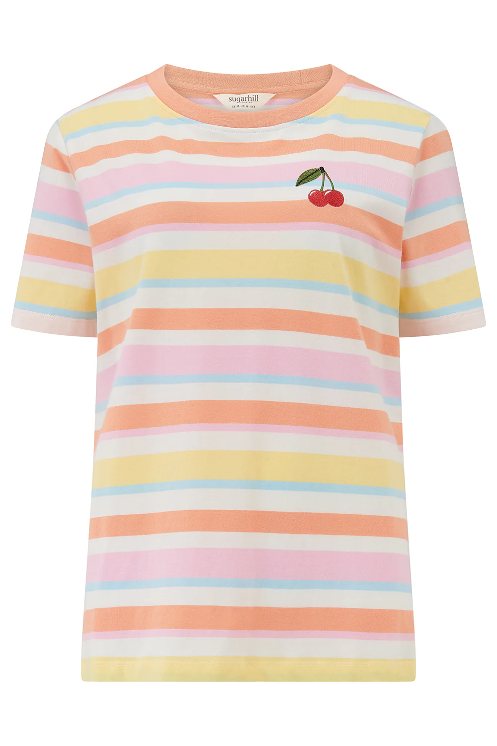 Maggie T-Shirt - Multicolour, Soft Retro Stripes, Cherry - Image 7