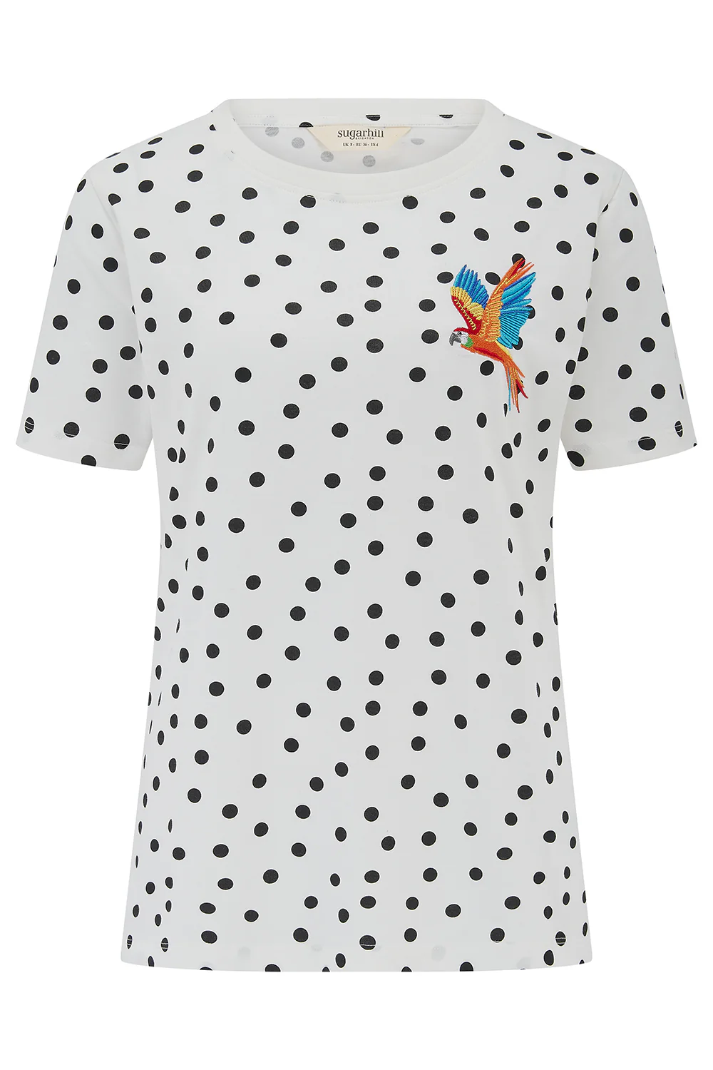 Maggie T-Shirt - Off White/Black Spots, Parrot - Image 5