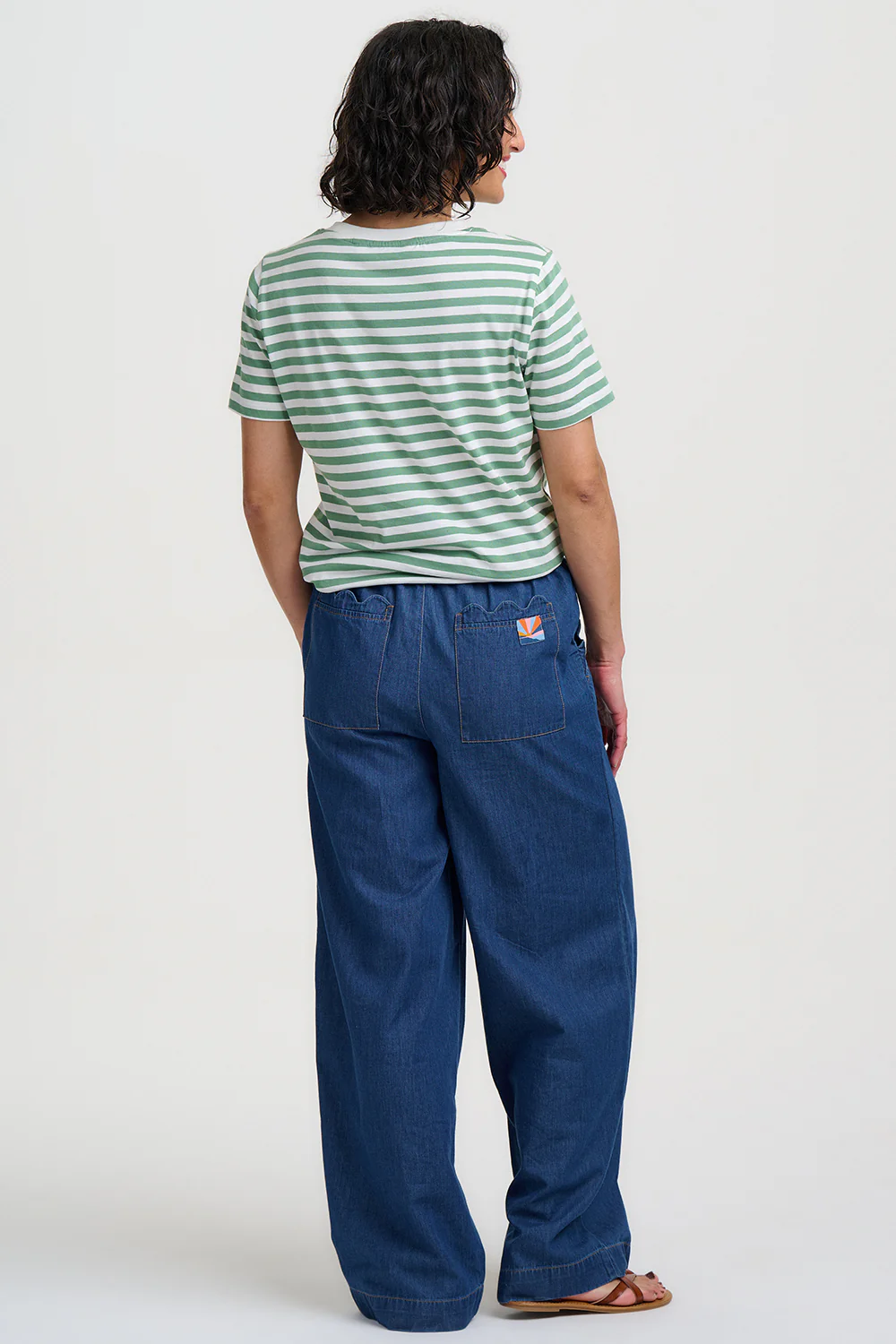 Maggie T-Shirt - Off-White / Green Stripes, Toucan - Image 5