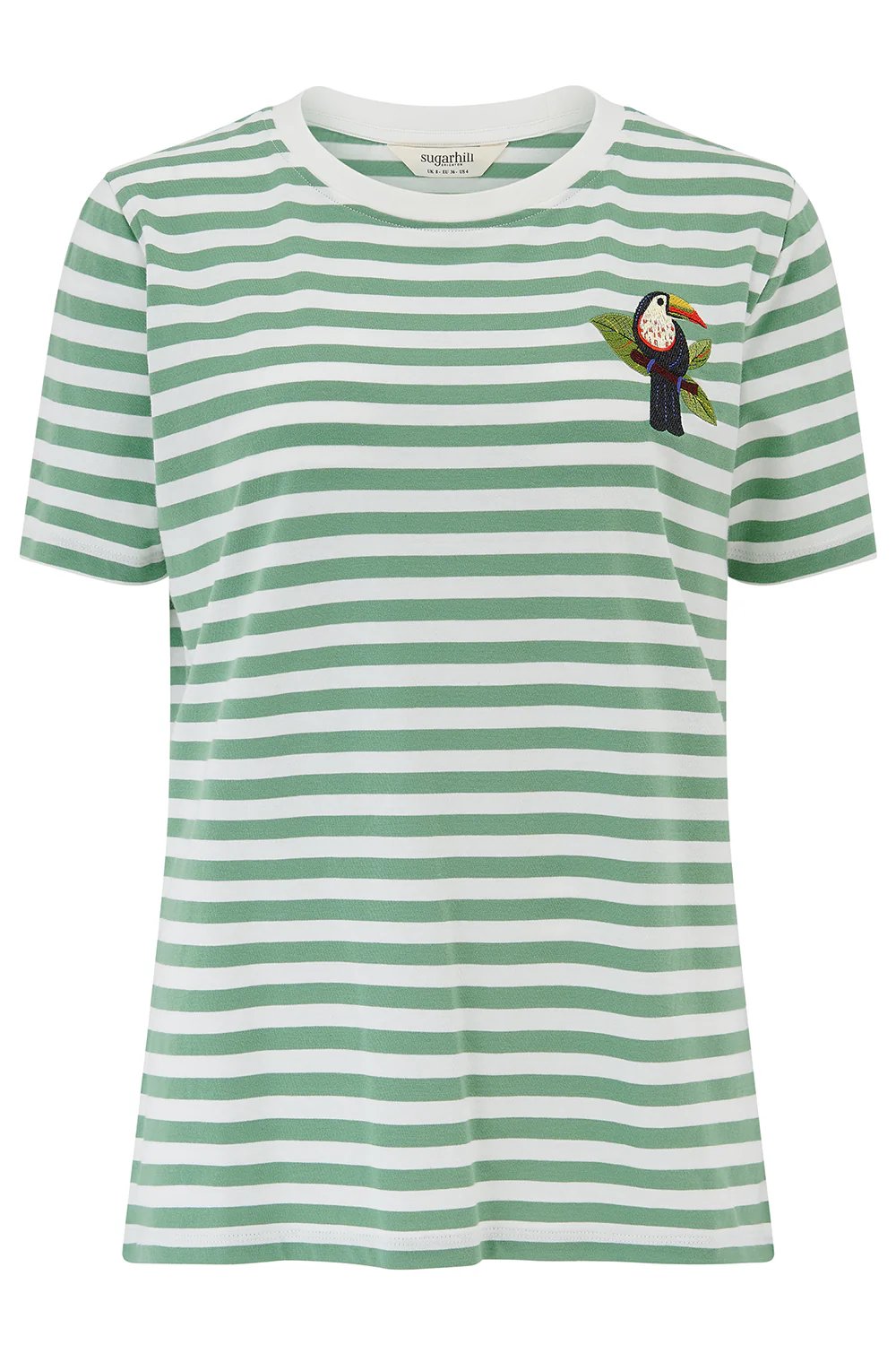 Maggie T-Shirt - Off-White / Green Stripes, Toucan - Image 6