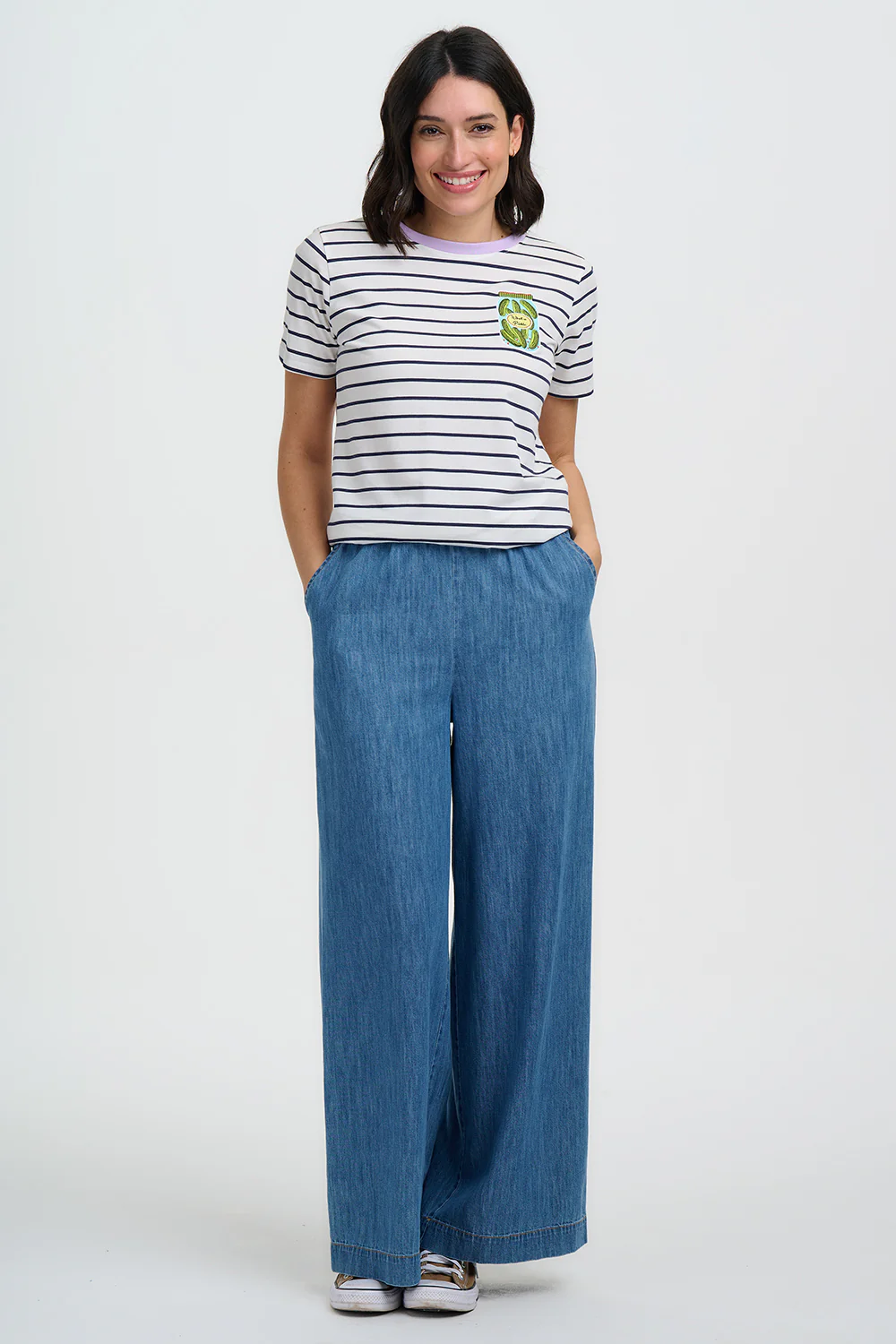 Maggie T-Shirt - Off White/Navy Stripes, Pickle Jar - Image 3