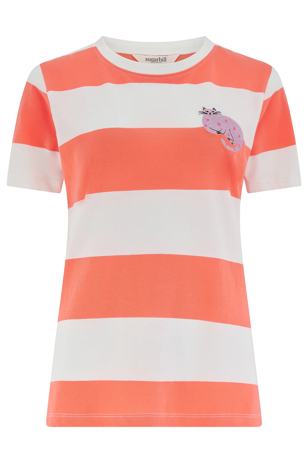 Maggie T-Shirt - Off White/Orange Stripes, Starry Cat - Image 7
