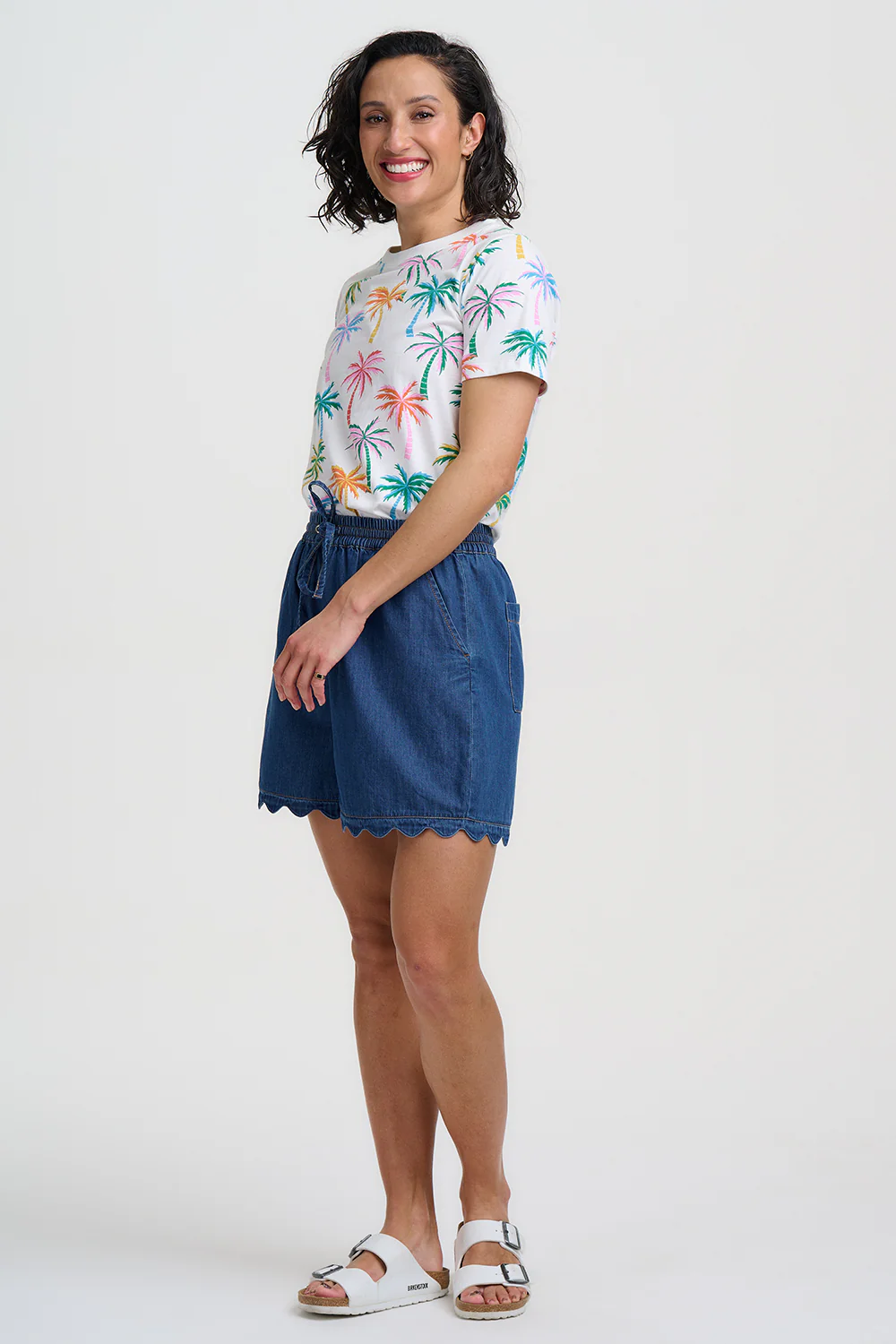 Maggie T-Shirt - Off White, Rainbow Palms - Image 3