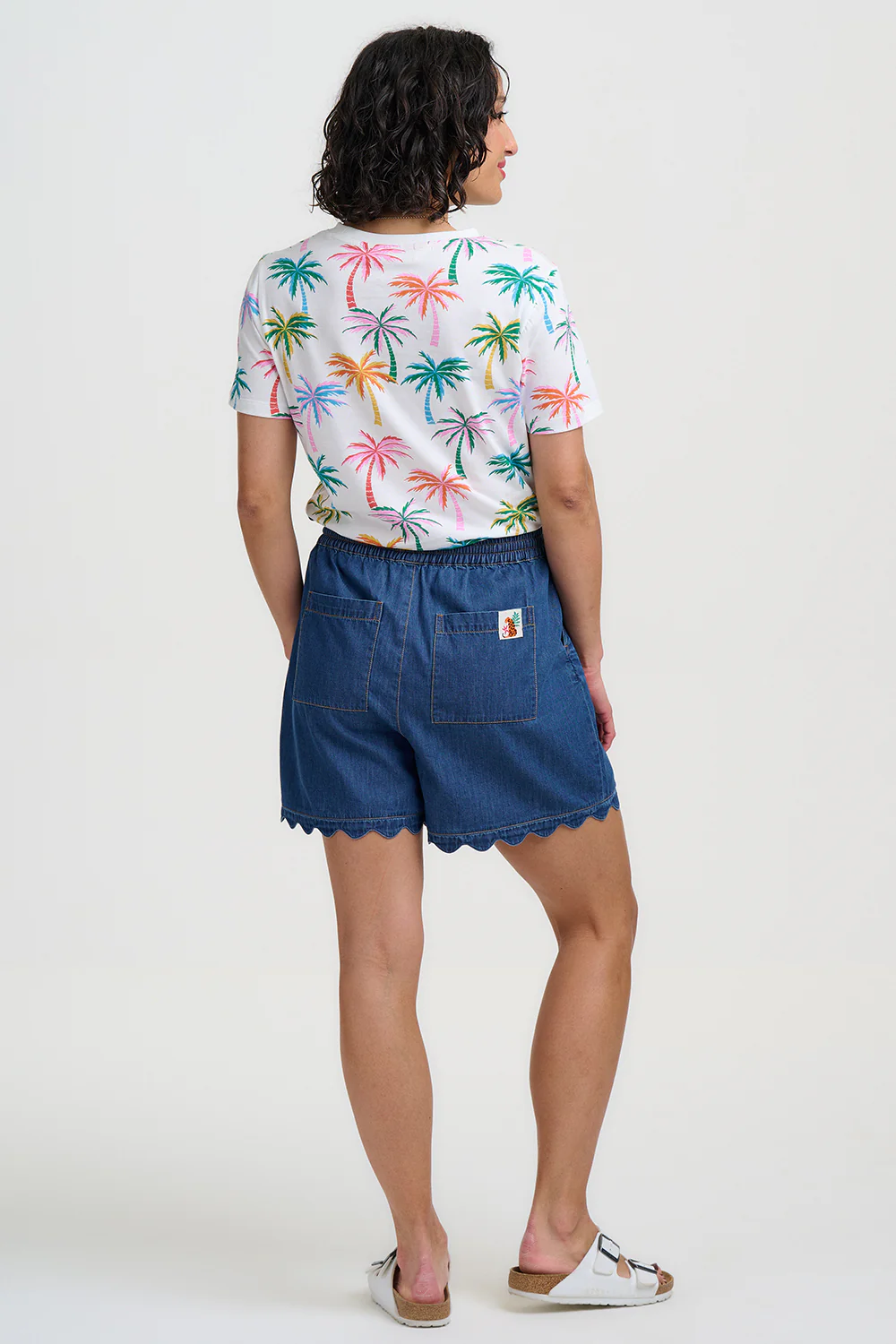 Maggie T-Shirt - Off White, Rainbow Palms - Image 5